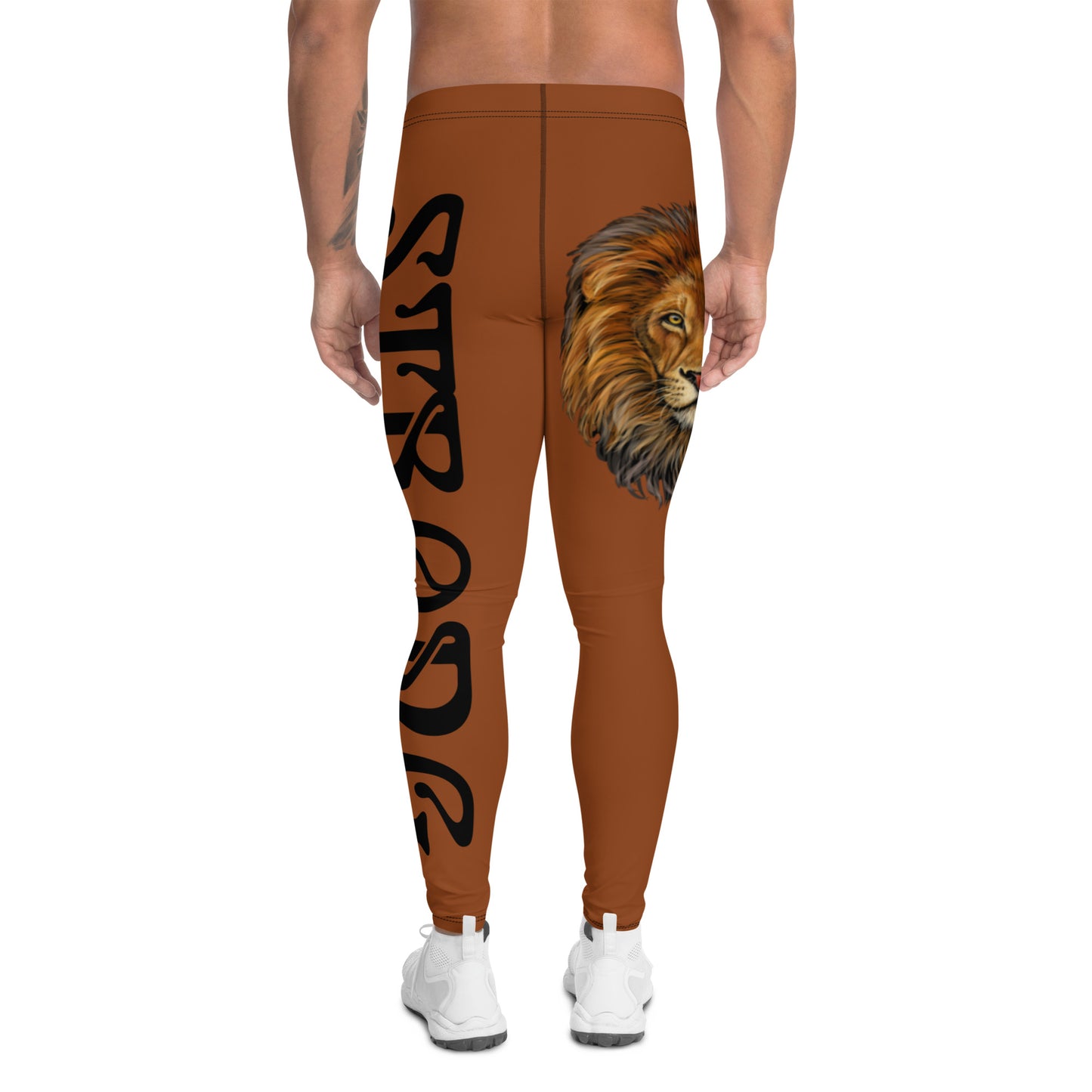 “STRONG”Brown Men's Leggings W/Black Font