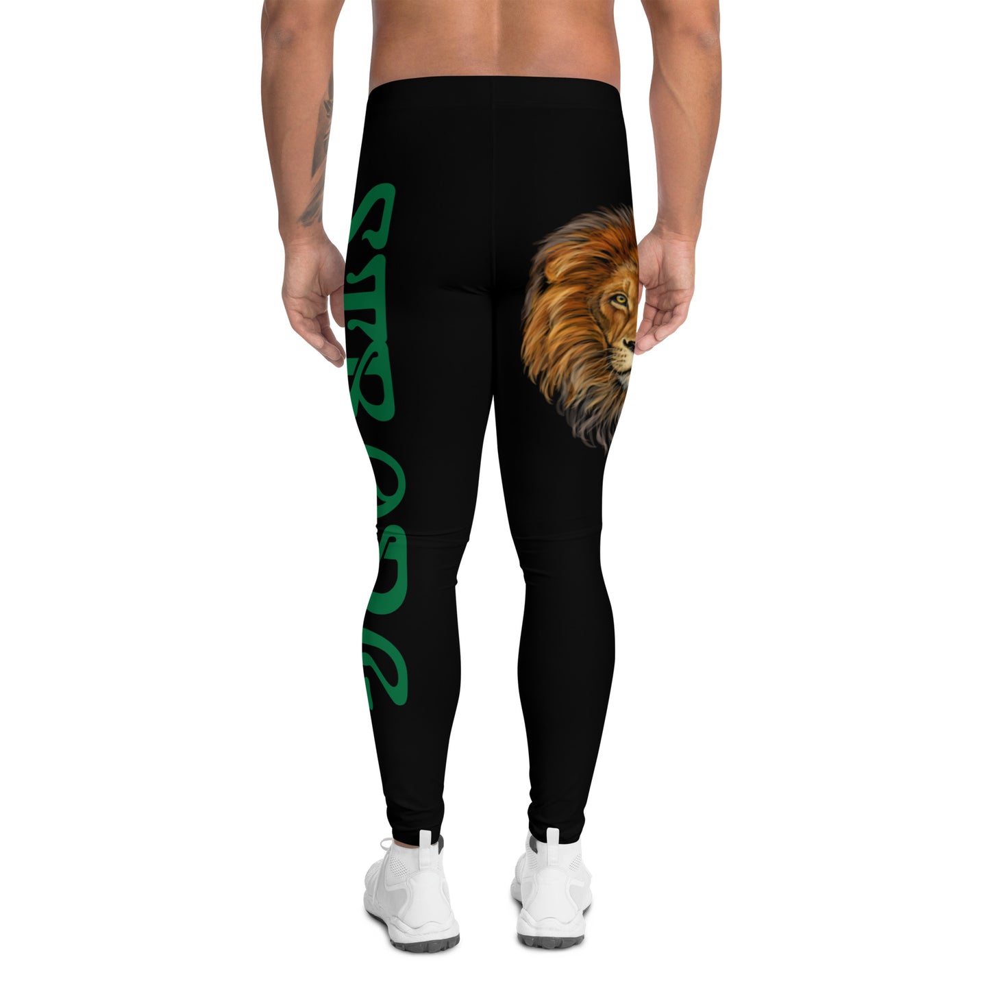 “STRONG”Black Men's Leggings W/Green Font