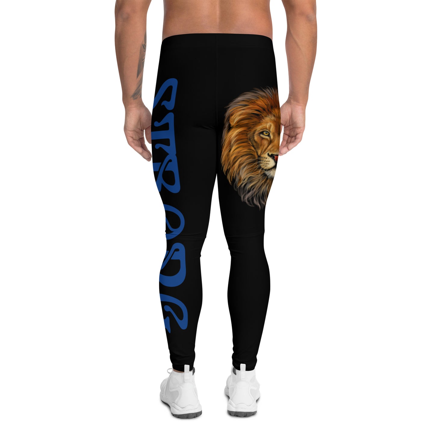 “STRONG”Black Men's Leggings W/Navy Blue Font