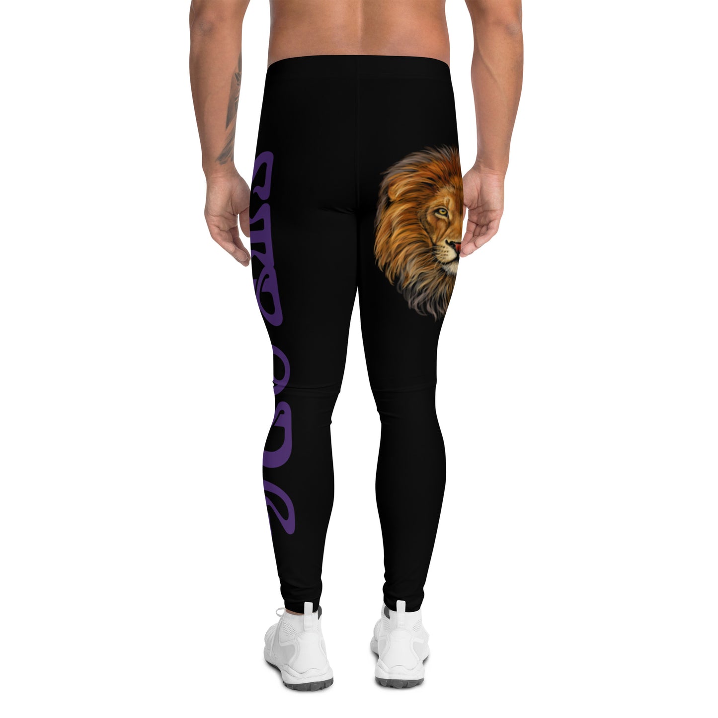 “STRONG”Black Men's Leggings W/Purple Font