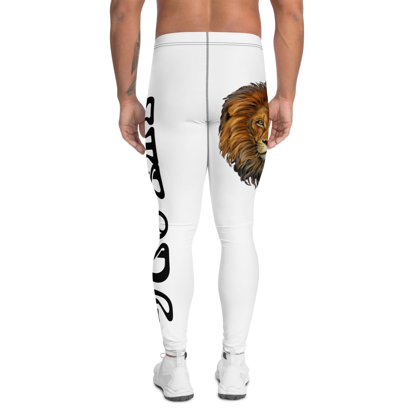 “STRONG”White Men's Leggings W/Black Font