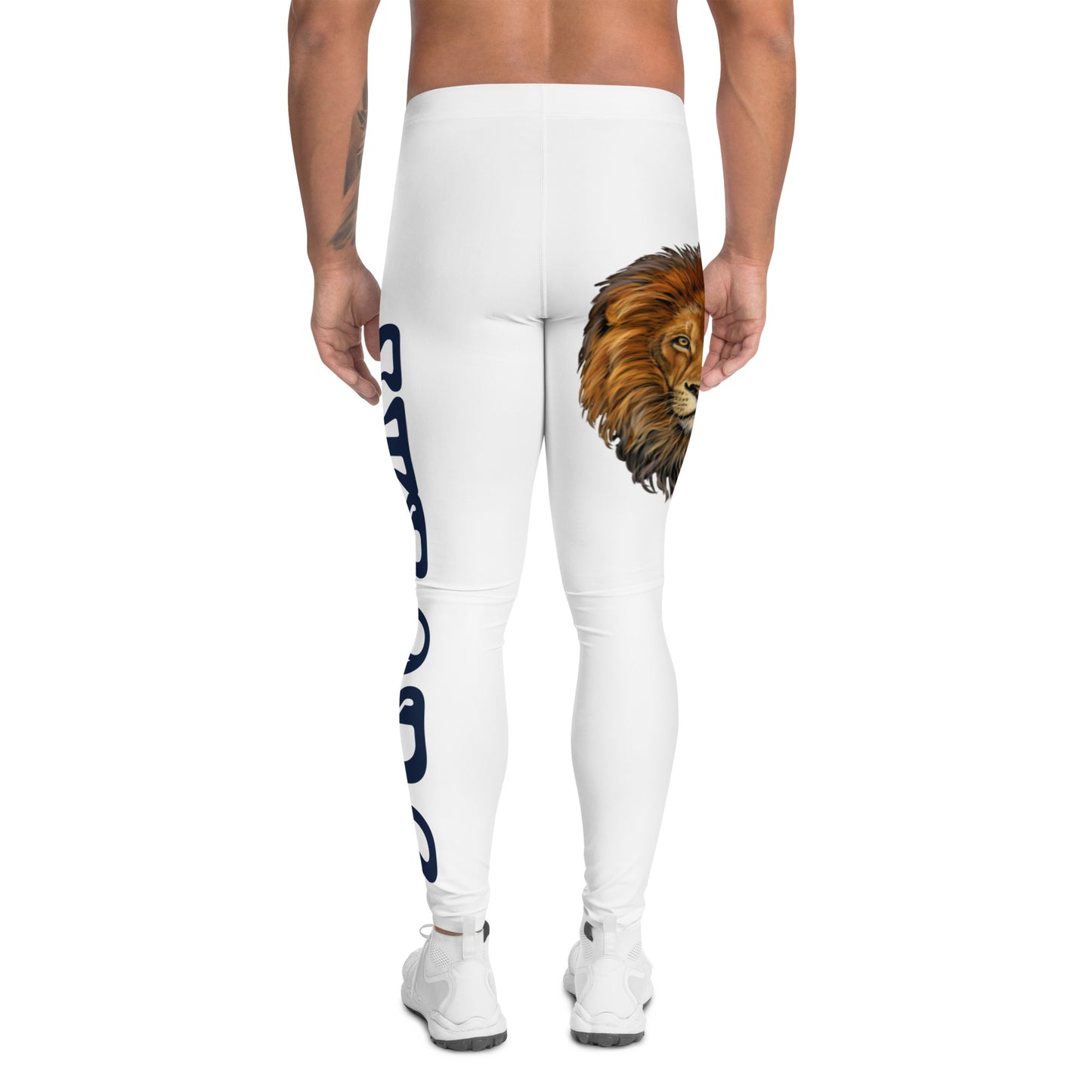 “STRONG”White Men's Leggings W/Navy Font