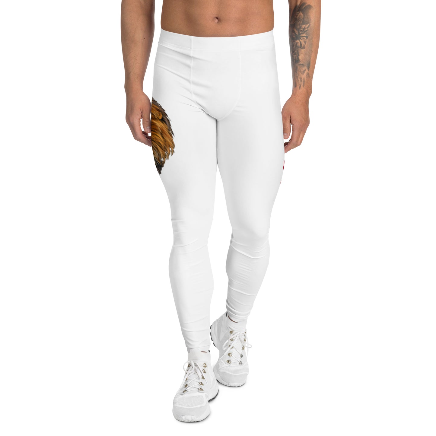 “STRONG”White Men's Leggings W/Red Font