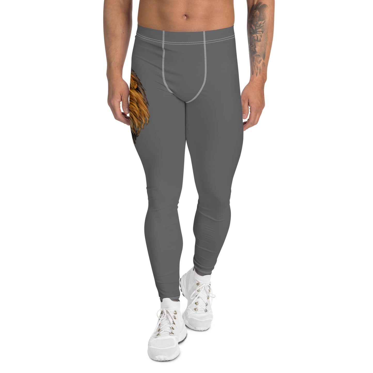 “STRONG”Grey Men's Leggings W/Grey Font