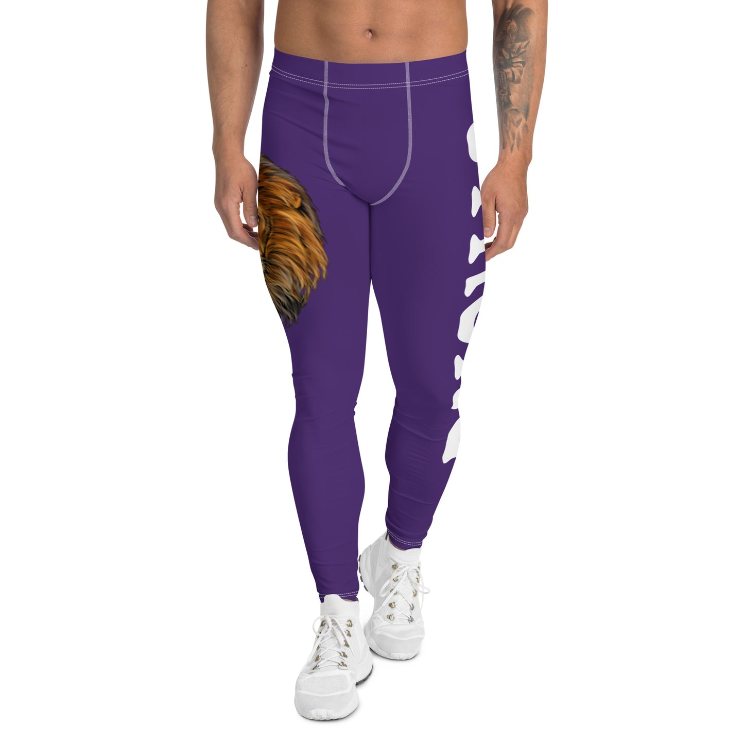 “STRONG”Purple Men's Leggings W/White Font