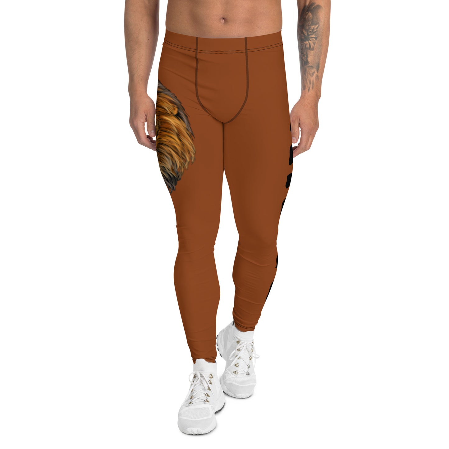 “STRONG”Brown Men's Leggings W/Black Font