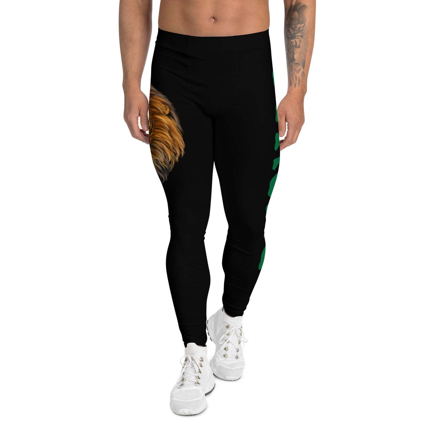 “STRONG”Black Men's Leggings W/Green Font