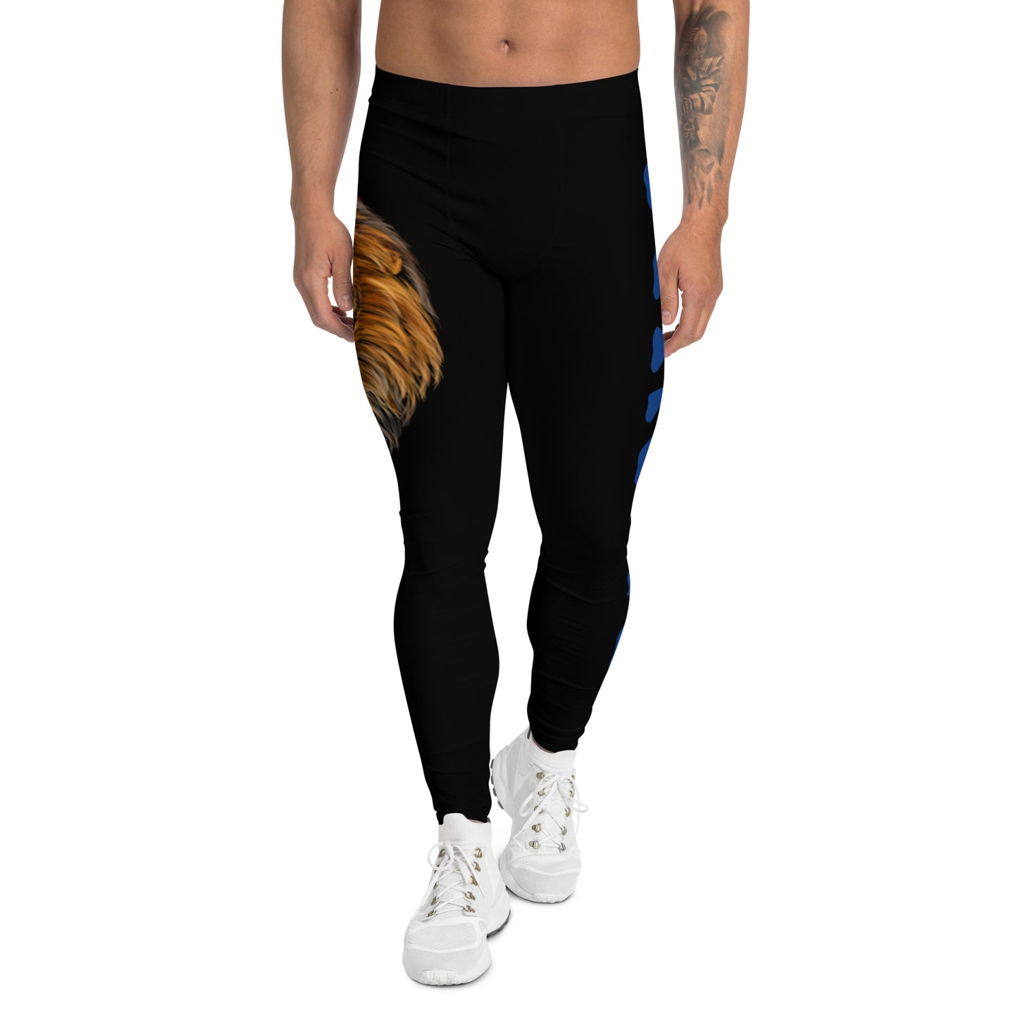 “STRONG”Black Men's Leggings W/Navy Blue Font