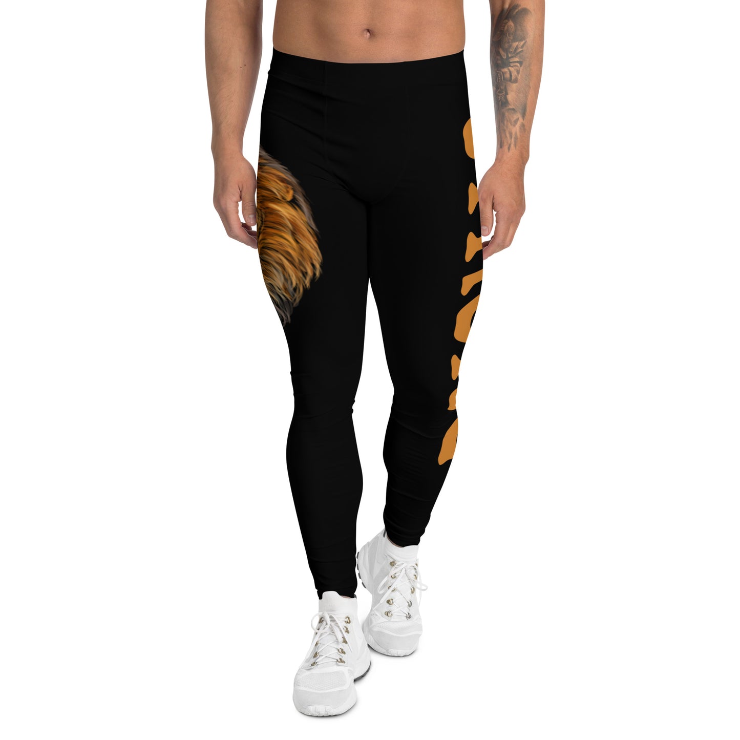 “STRONG”Black Men's Leggings W/Bronze Font