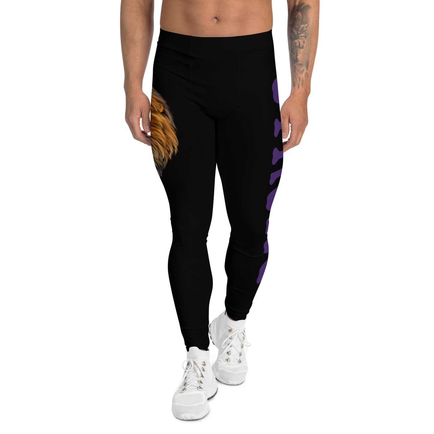 “STRONG”Black Men's Leggings W/Purple Font