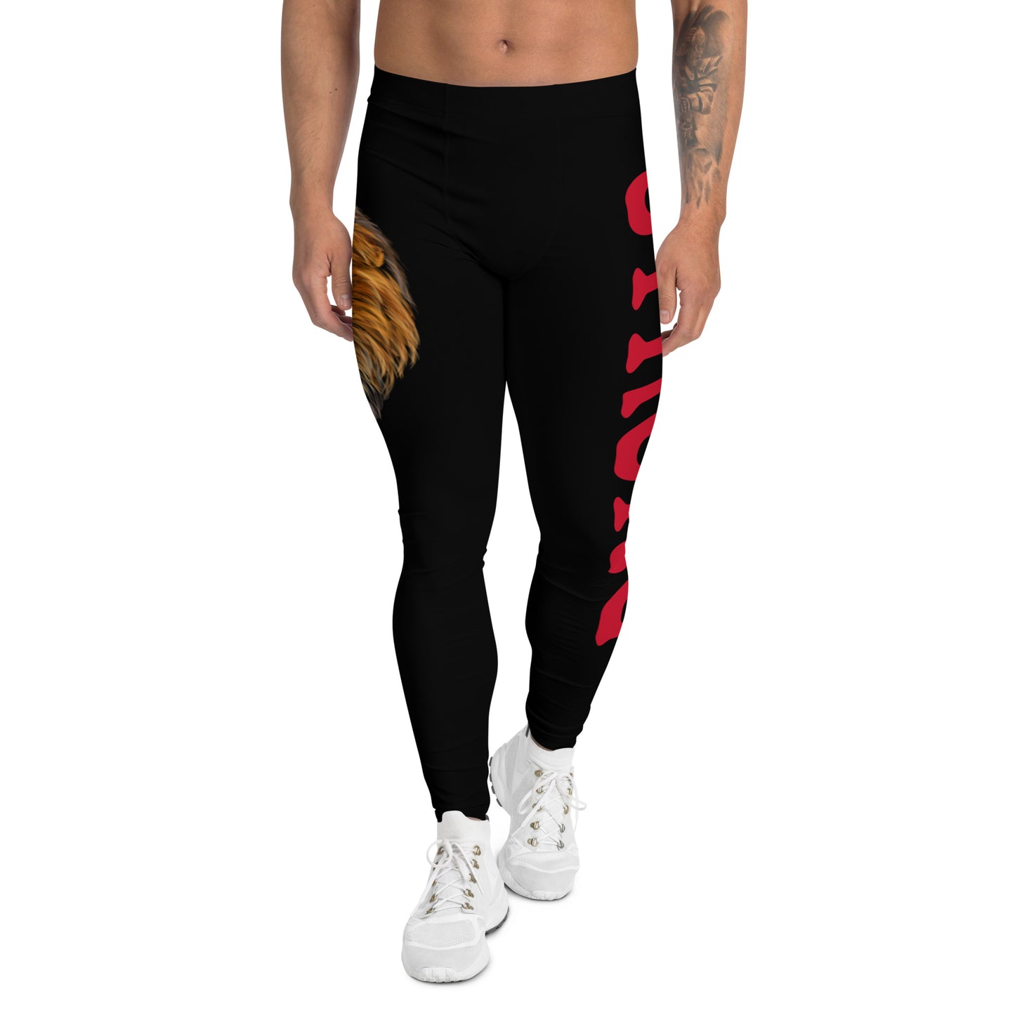 “STRONG”Black Men's Leggings W/Red Font