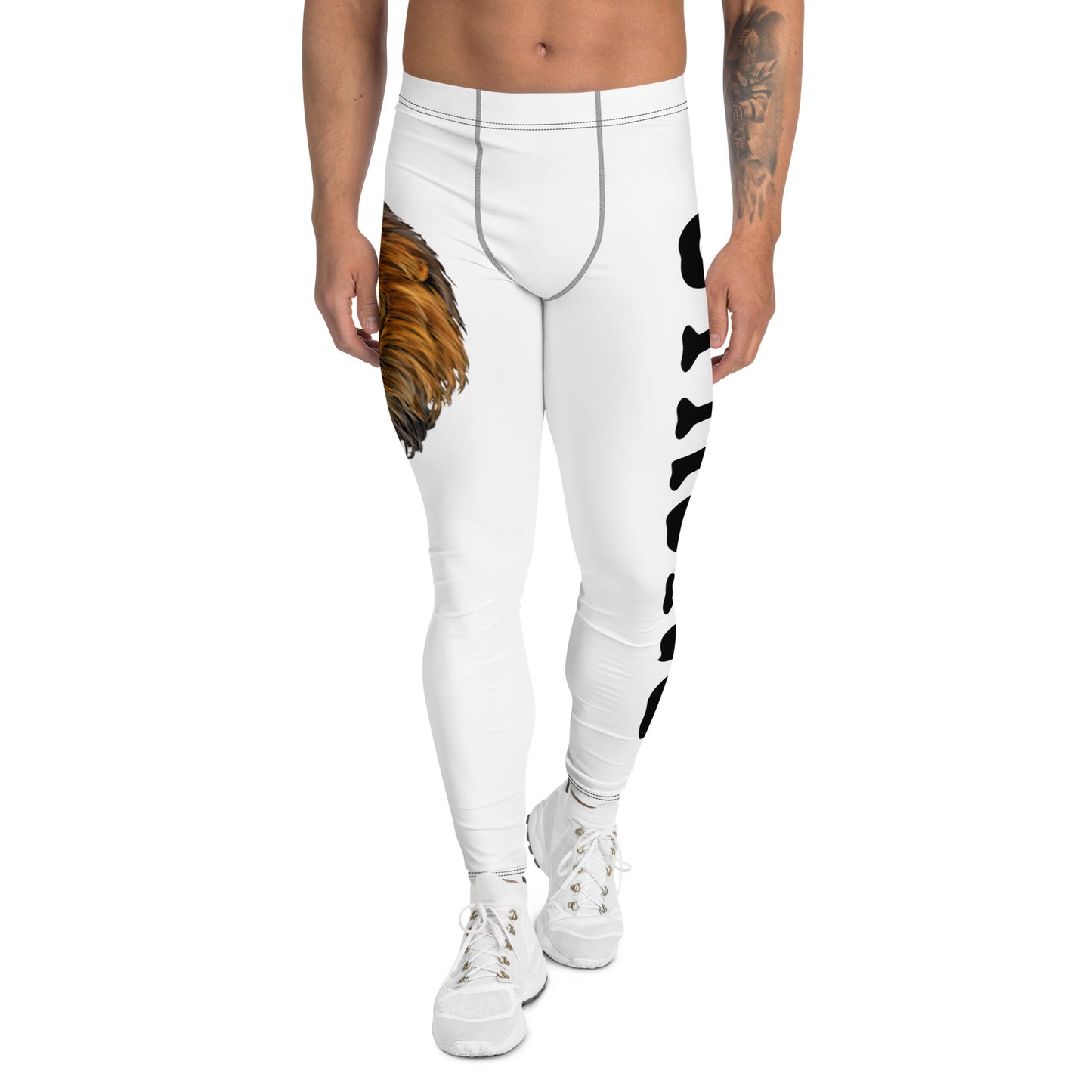 “STRONG”White Men's Leggings W/Black Font