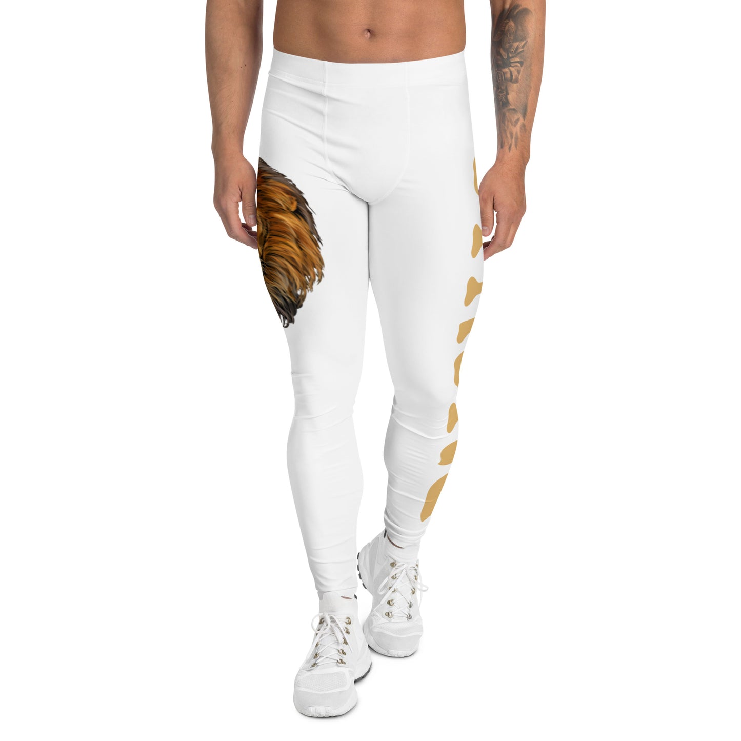 “STRONG”White Men's Leggings W/Fawn Font