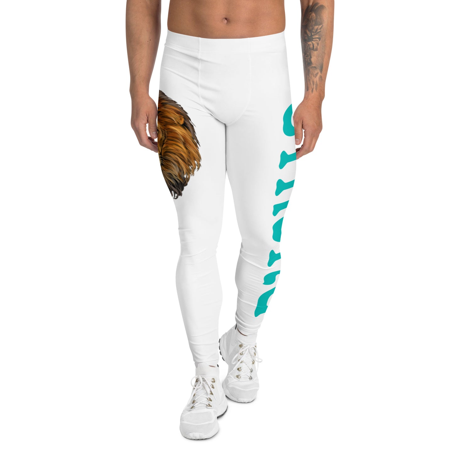 “STRONG”White Men's Leggings W/IRIS Font