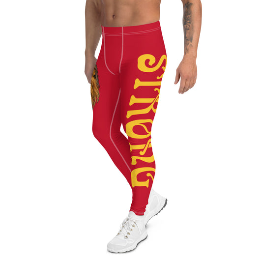 “STRONG”Red Men's Leggings W/Yellow Font