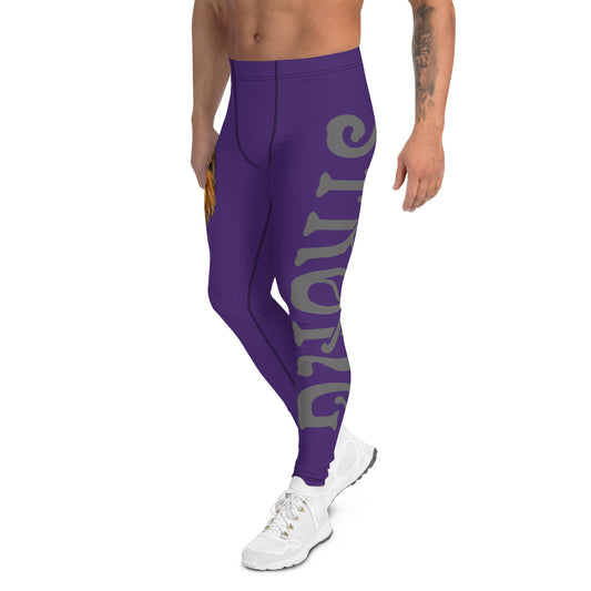 “STRONG”Purple Men's Leggings W/Grey Font