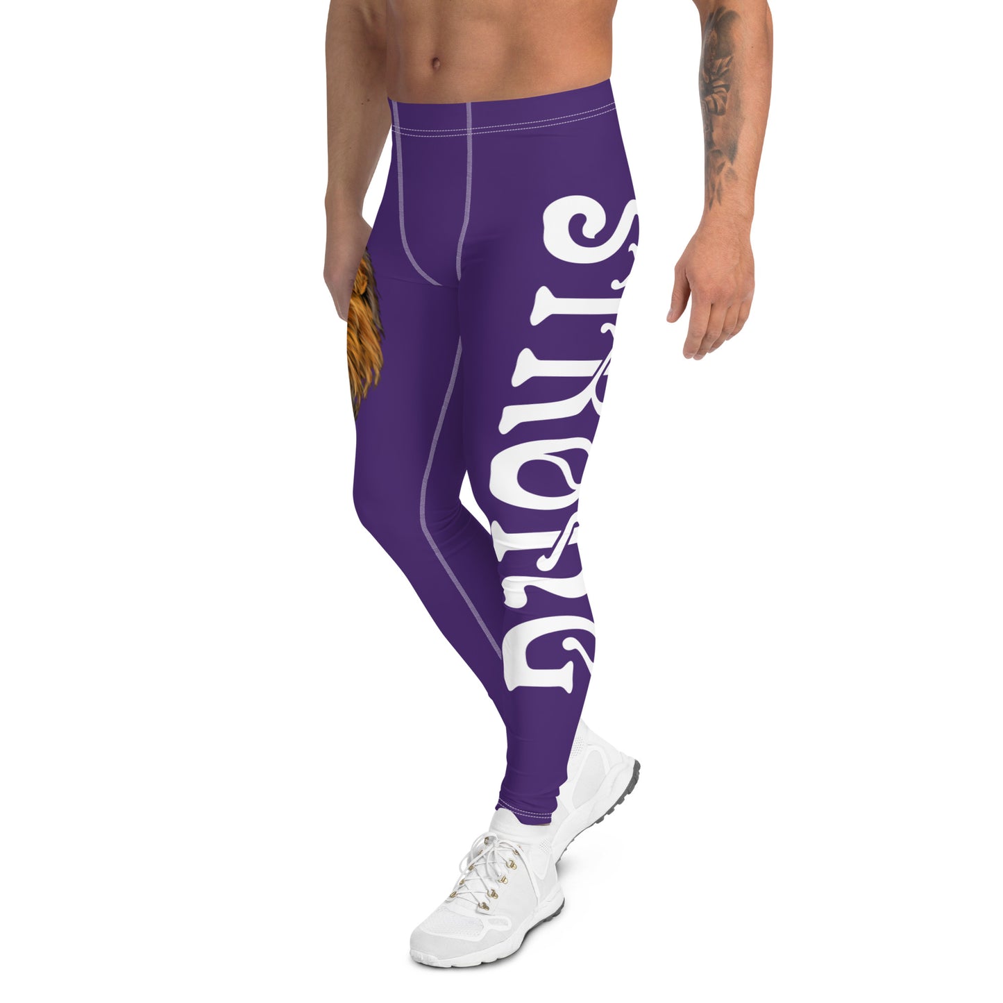 “STRONG”Purple Men's Leggings W/White Font