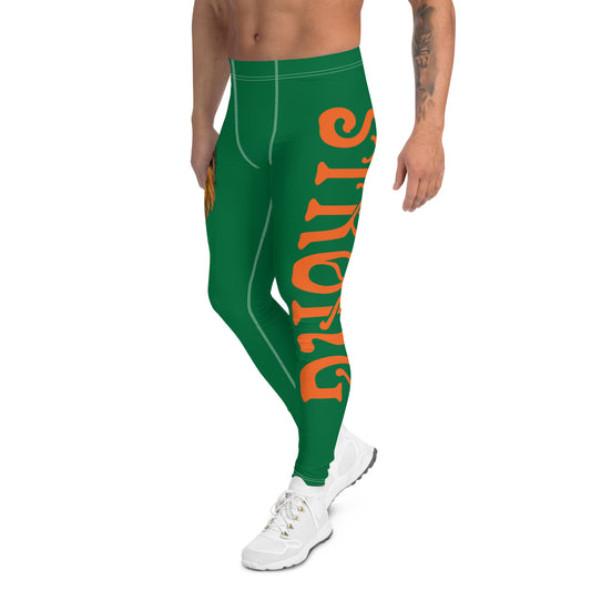 “STRONG”Green Men's Leggings W/Orange Font