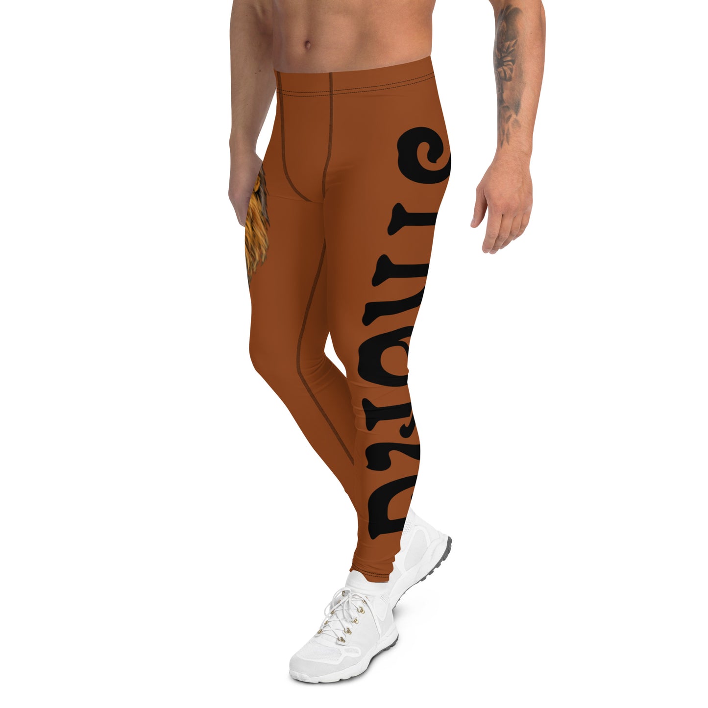 “STRONG”Brown Men's Leggings W/Black Font