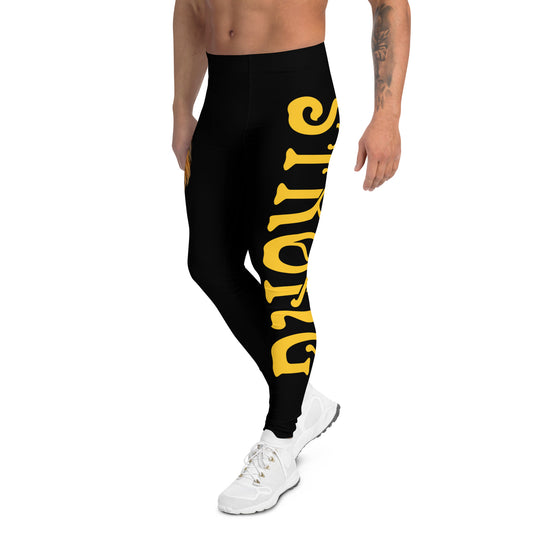 “STRONG”Black Men's Leggings W/Yellow Font