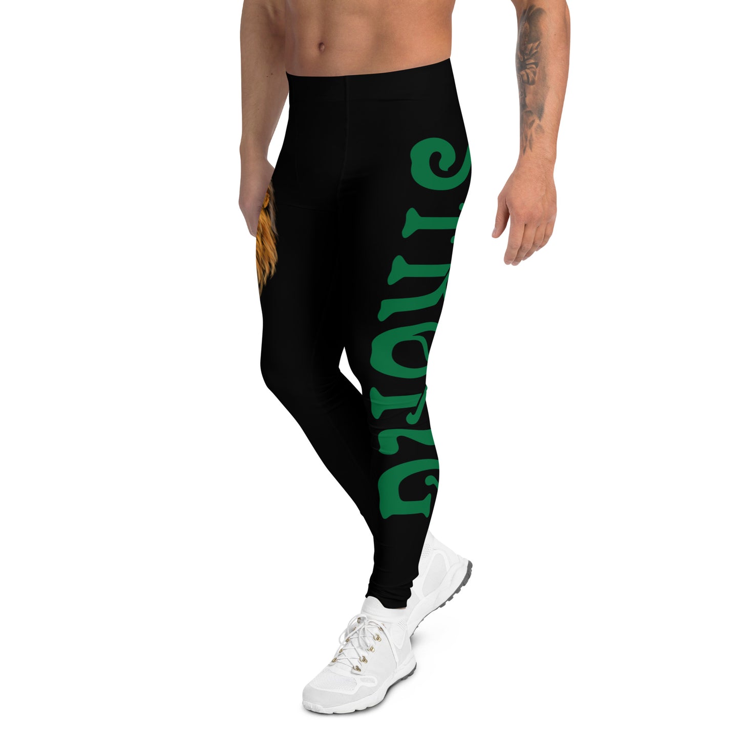 “STRONG”Black Men's Leggings W/Green Font