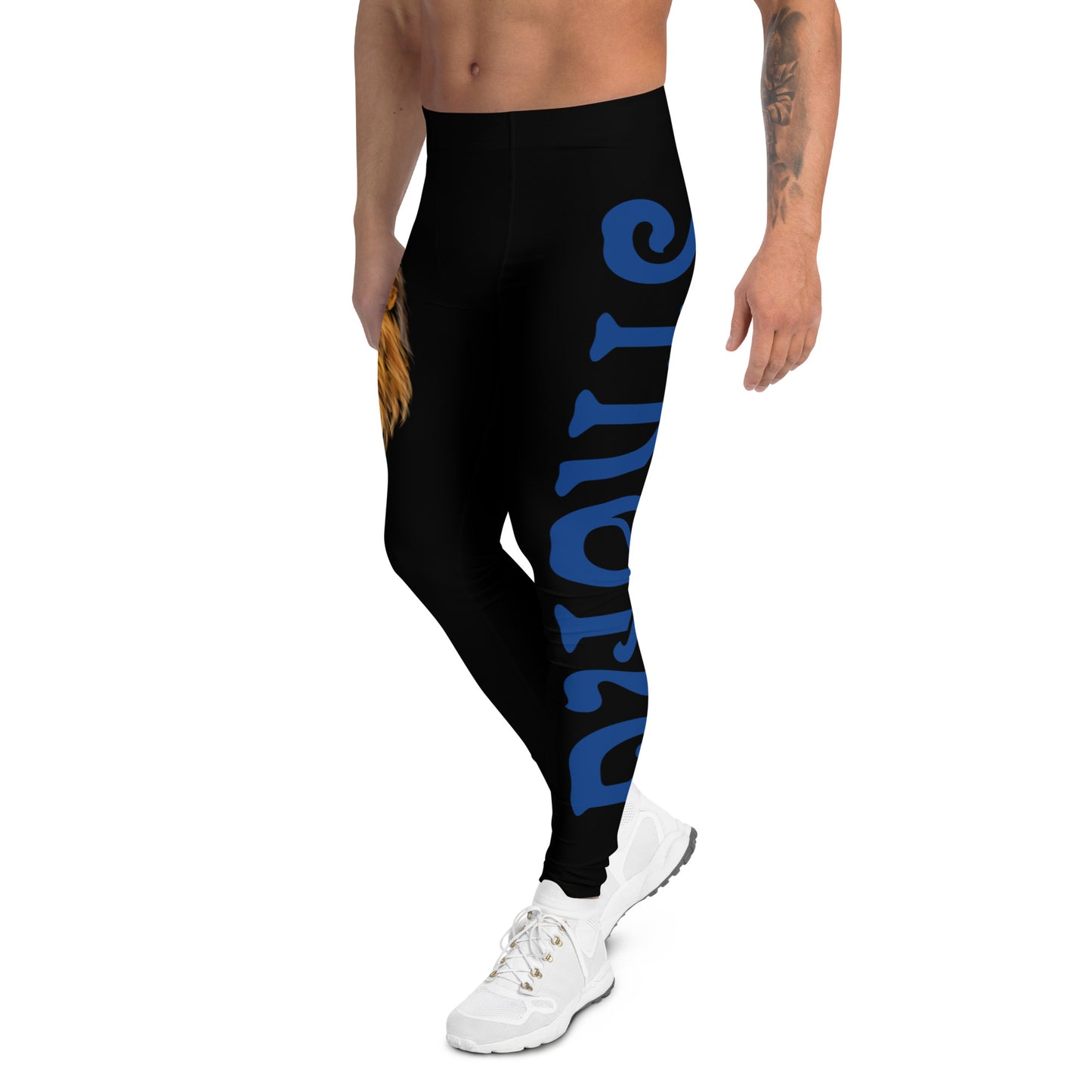 “STRONG”Black Men's Leggings W/Navy Blue Font