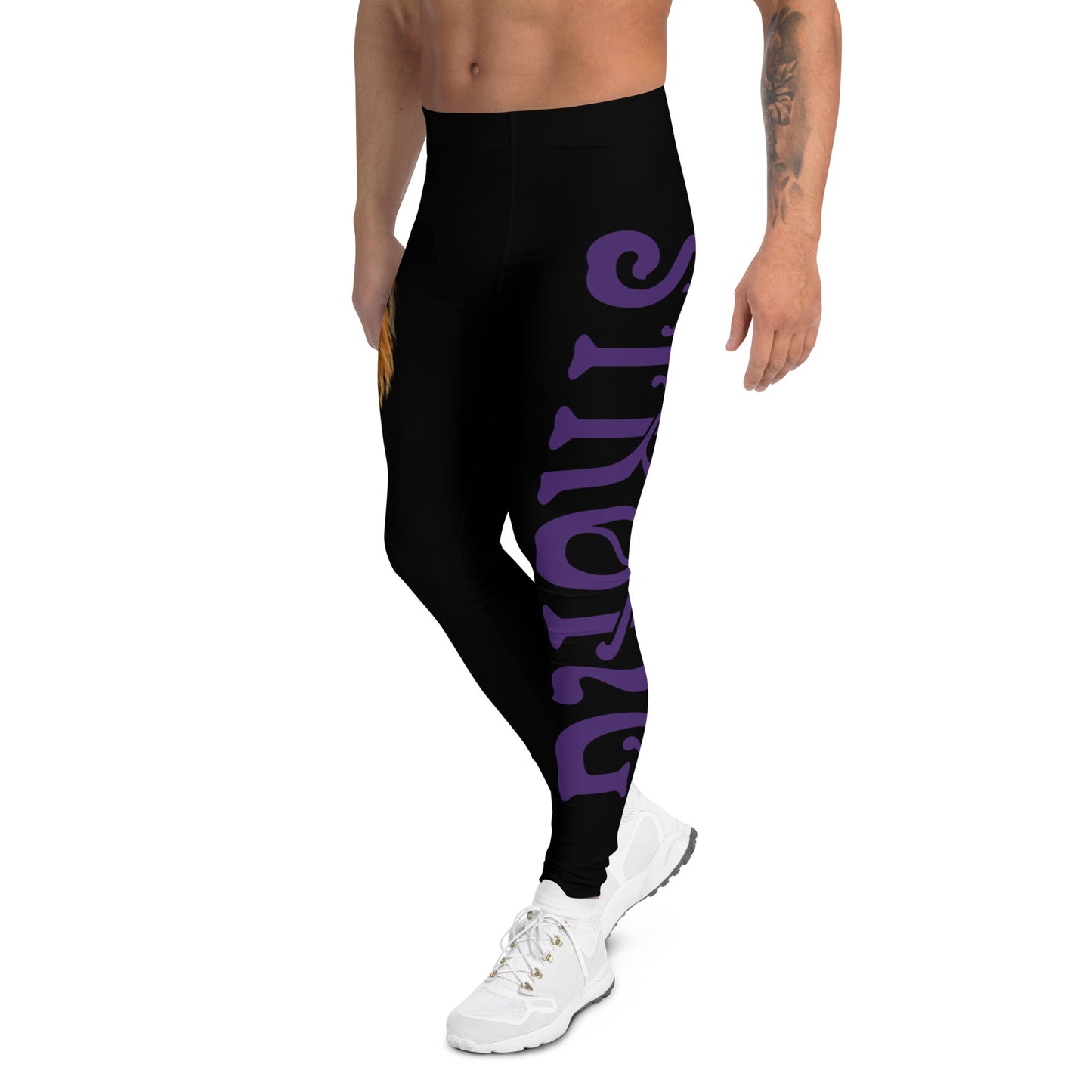 “STRONG”Black Men's Leggings W/Purple Font