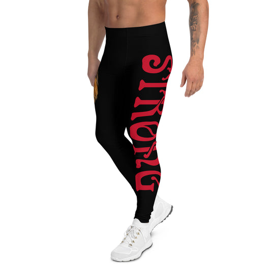 “STRONG”Black Men's Leggings W/Red Font