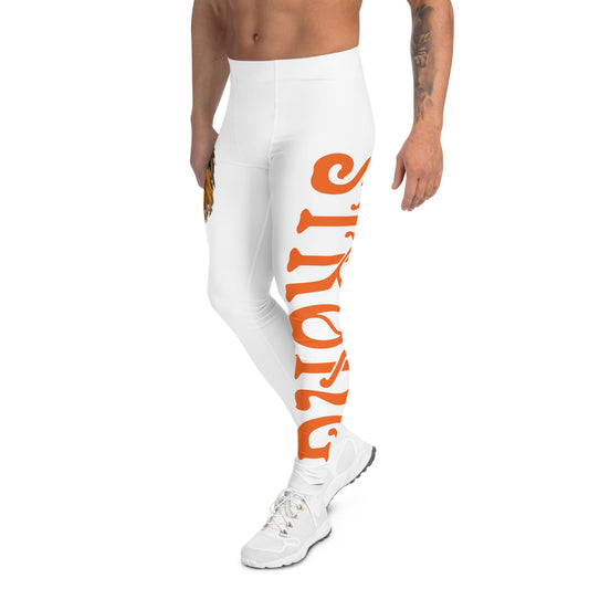 “STRONG”White Men's Leggings W/Orange Font