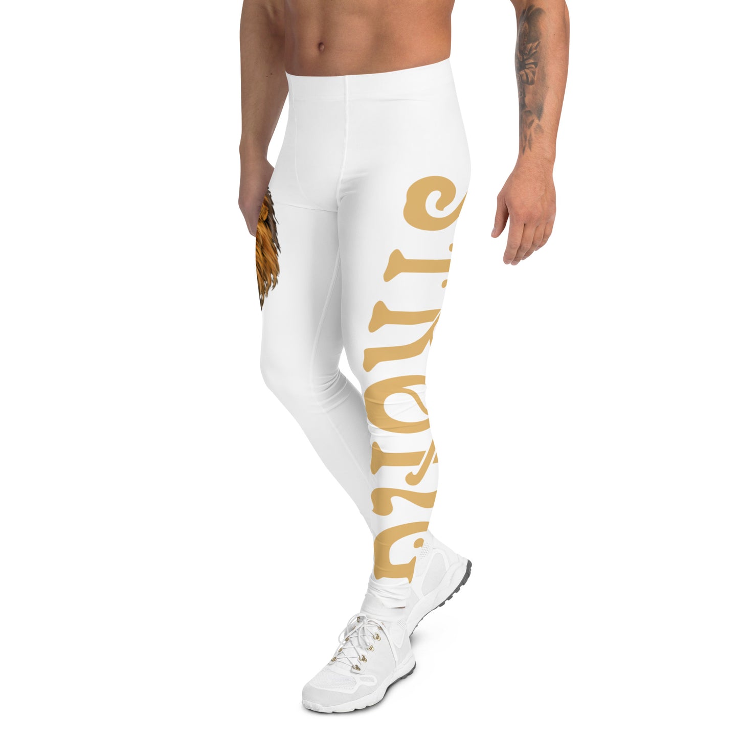 “STRONG”White Men's Leggings W/Fawn Font