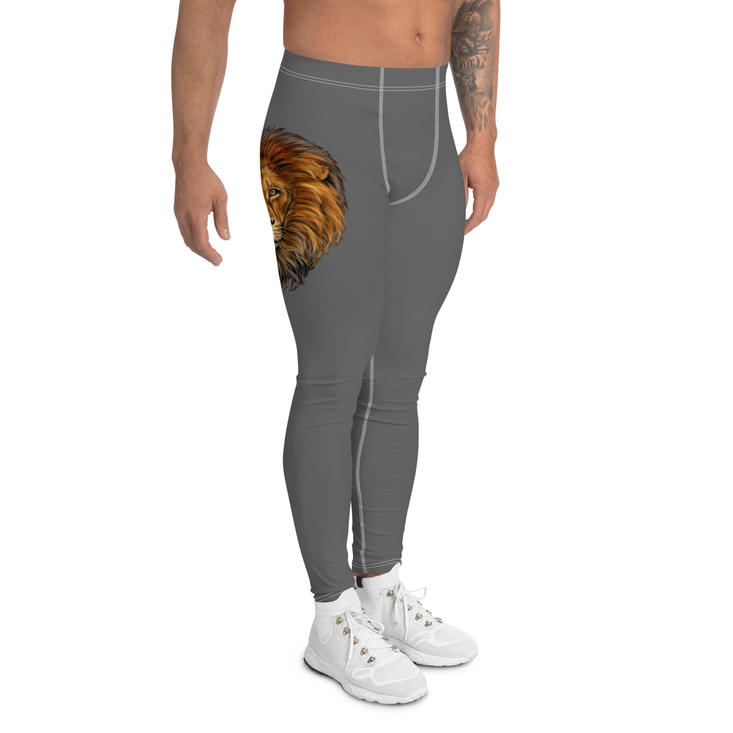 “STRONG”Grey Men's Leggings W/Grey Font