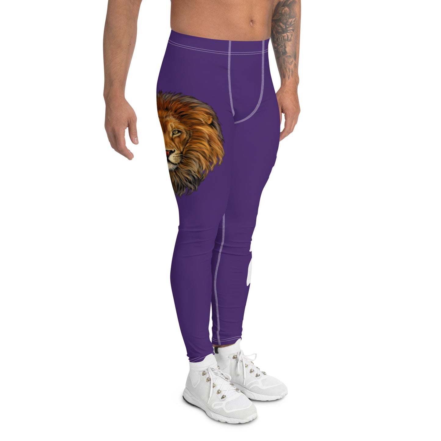 “STRONG”Purple Men's Leggings W/White Font