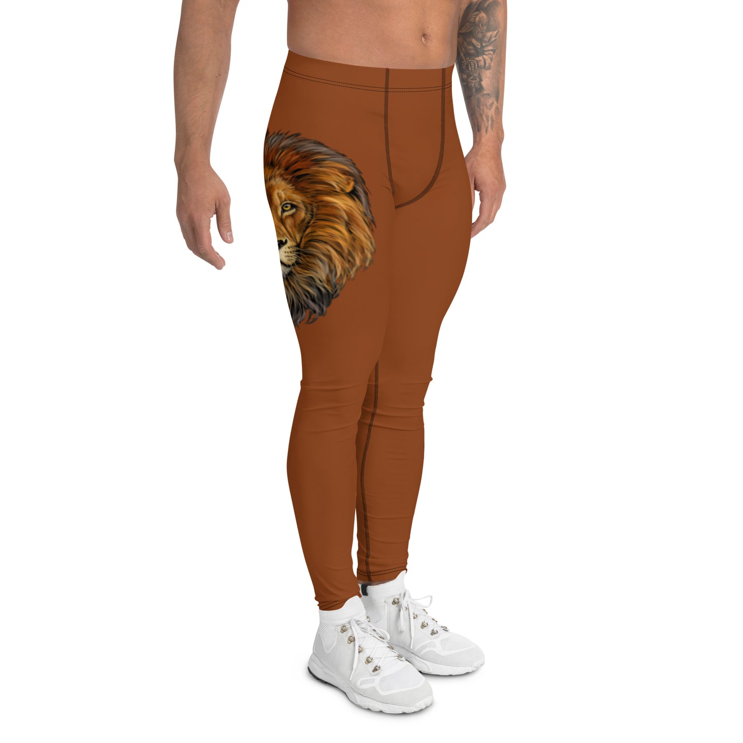 “STRONG”Brown Men's Leggings W/Black Font