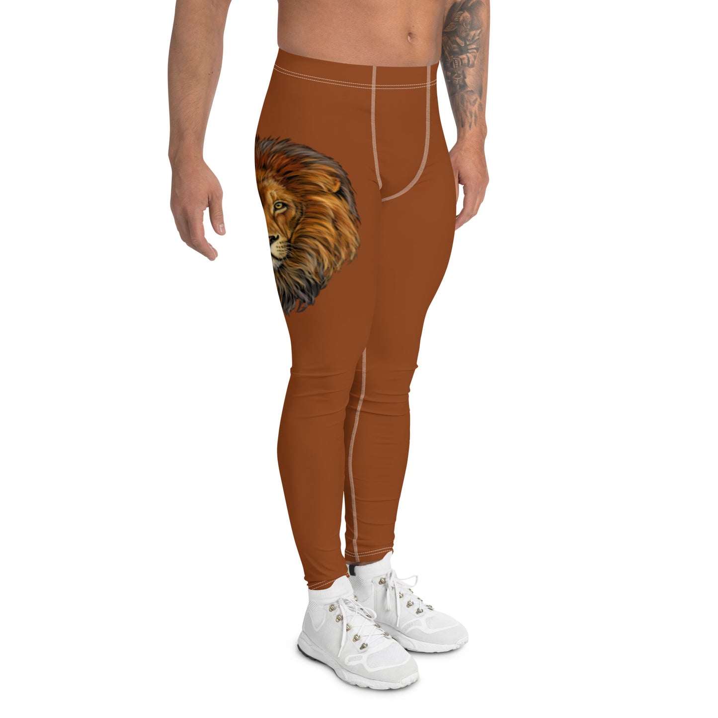 “STRONG”Brown Men's Leggings W/White Font