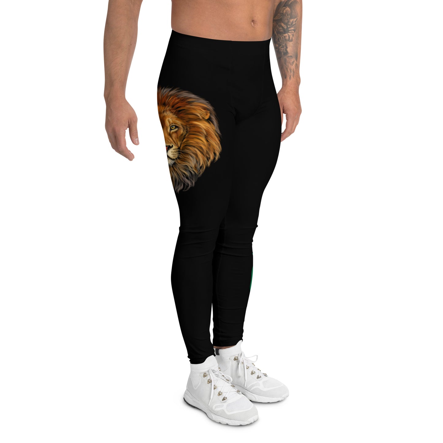 “STRONG”Black Men's Leggings W/Green Font