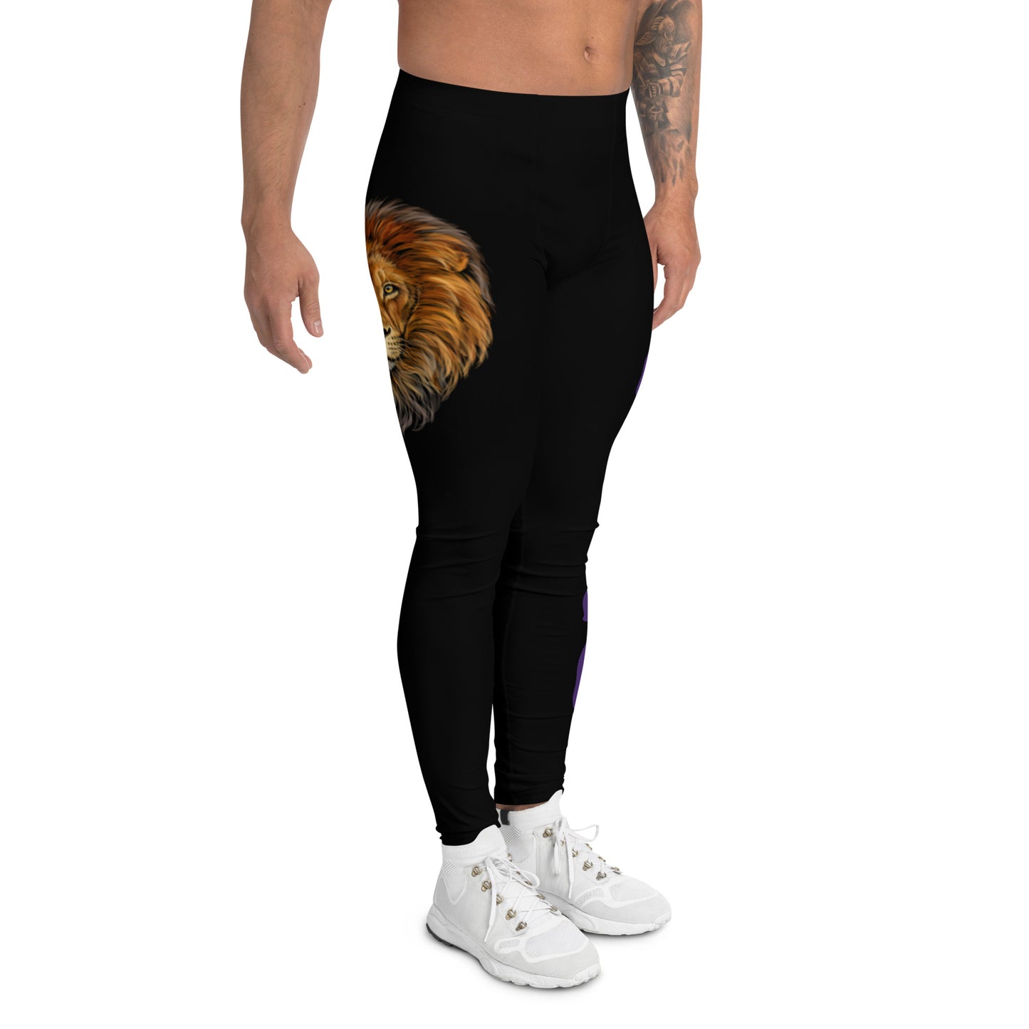 “STRONG”Black Men's Leggings W/Purple Font