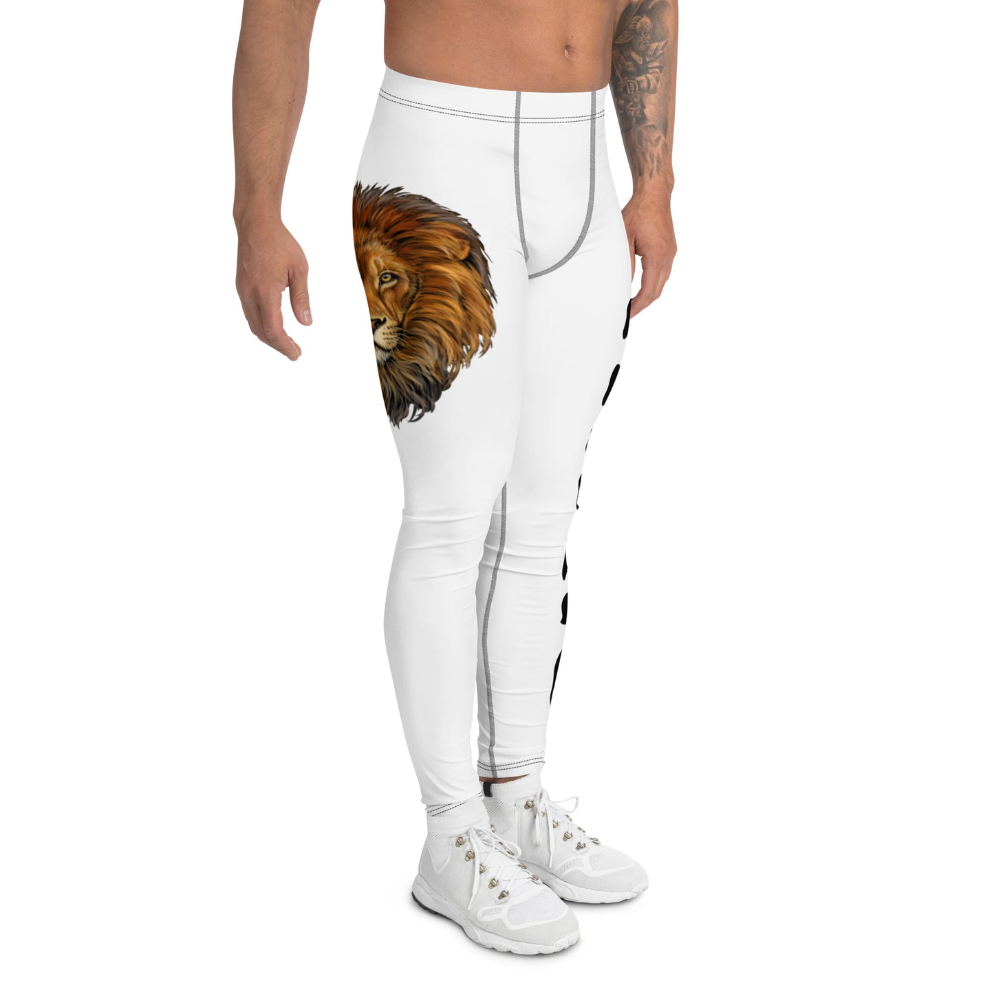 “STRONG”White Men's Leggings W/Black Font