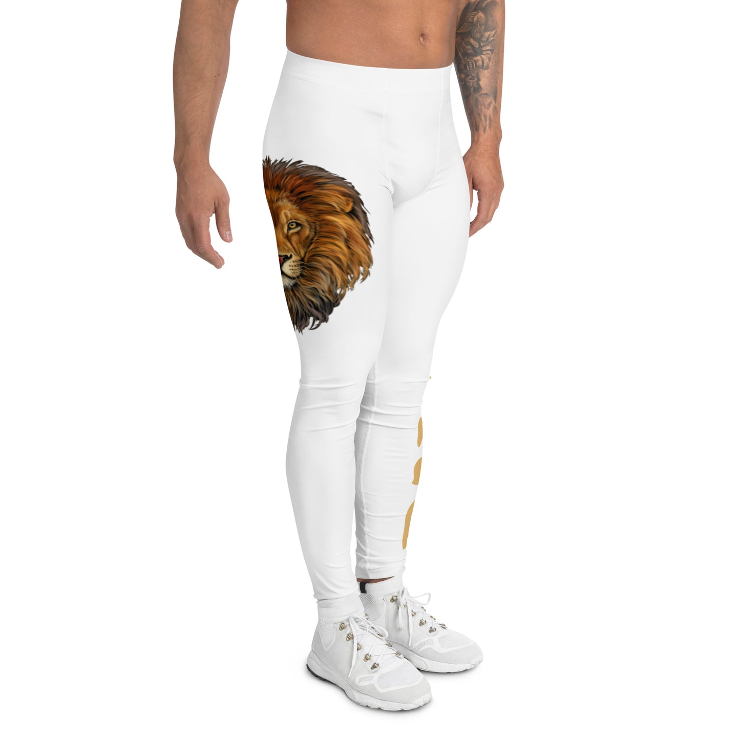 “STRONG”White Men's Leggings W/Fawn Font