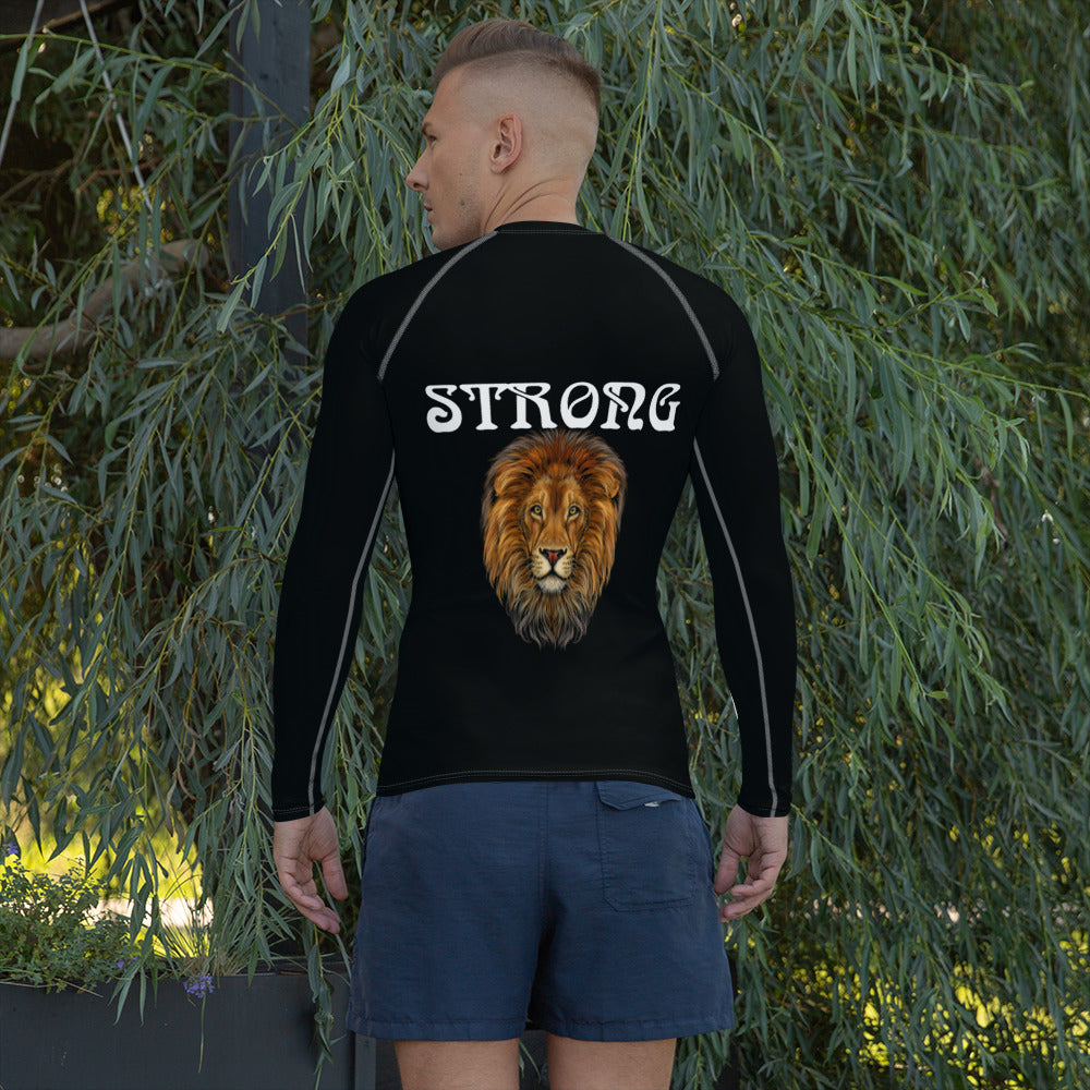 “STRONG”Black Men's Rash Guard W/White Font