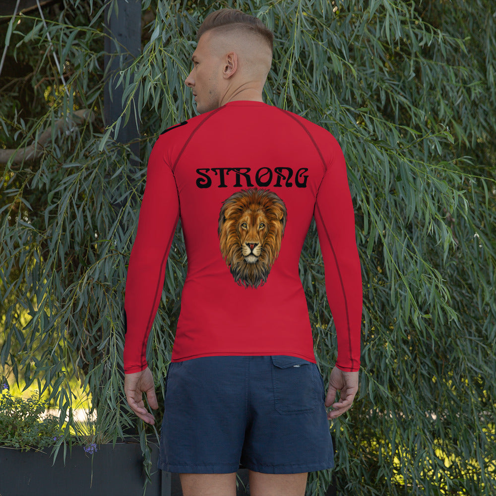 “STRONG”Red Men's Rash Guard W/Black Font