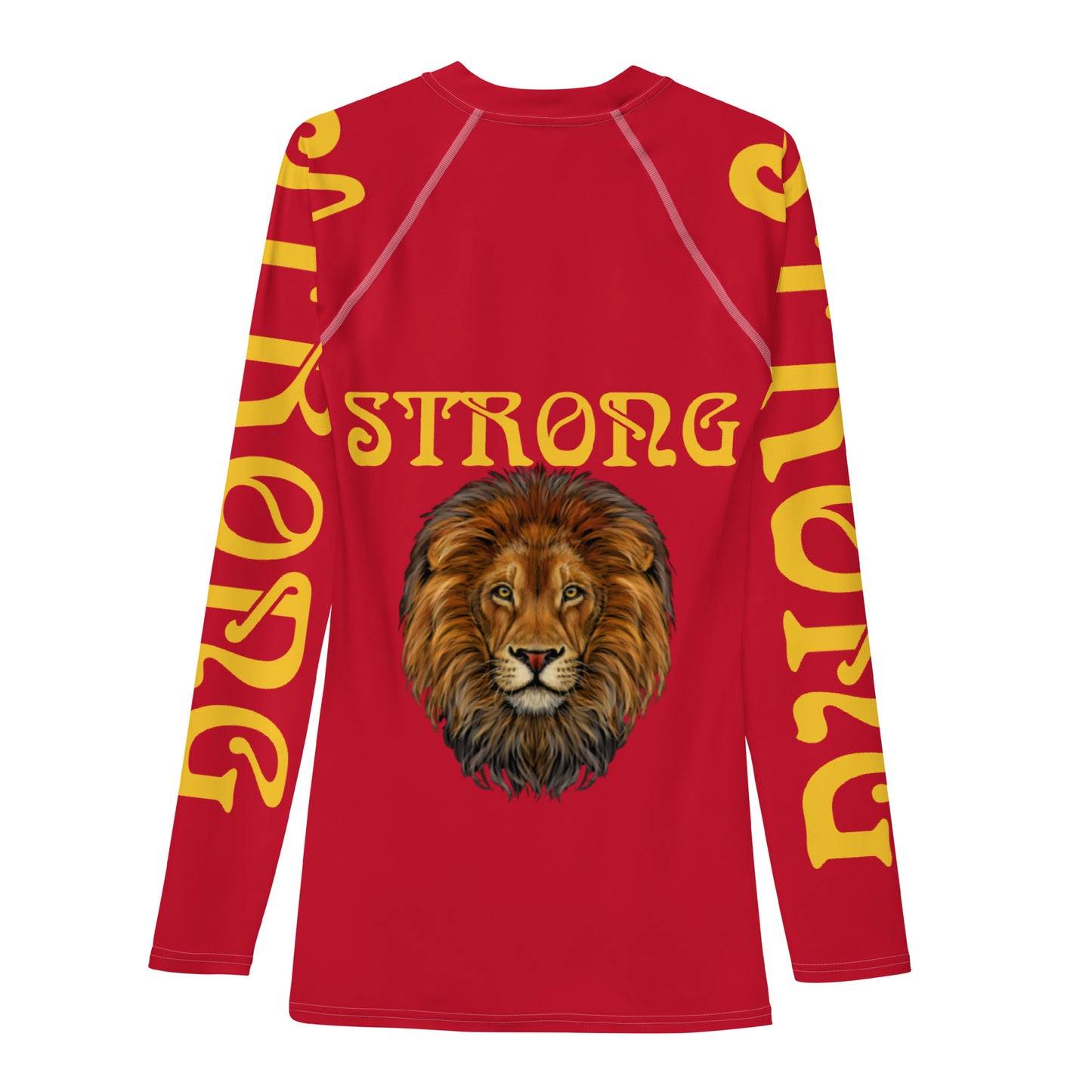 “STRONG”Red Men's Rash Guard W/Yellow Font