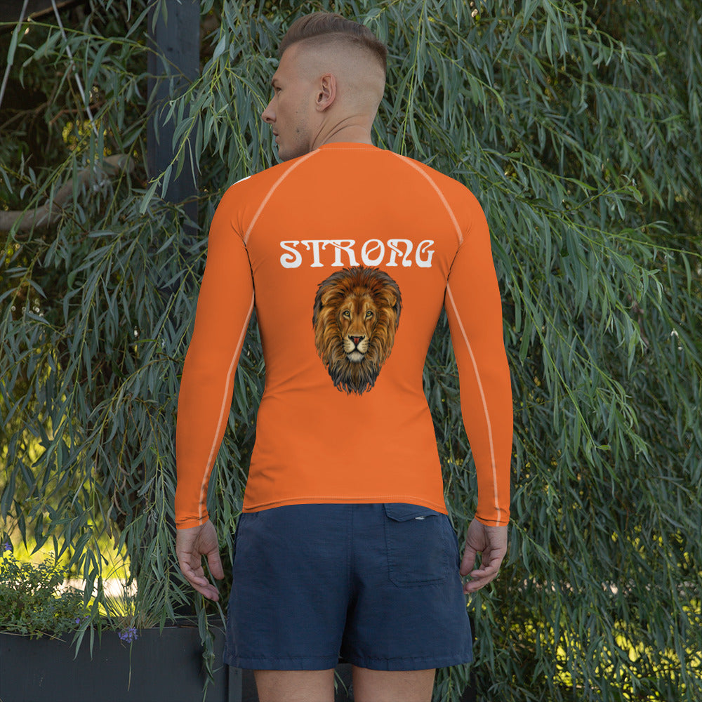 “STRONG”Orange Men's Rash Guard W/White Font