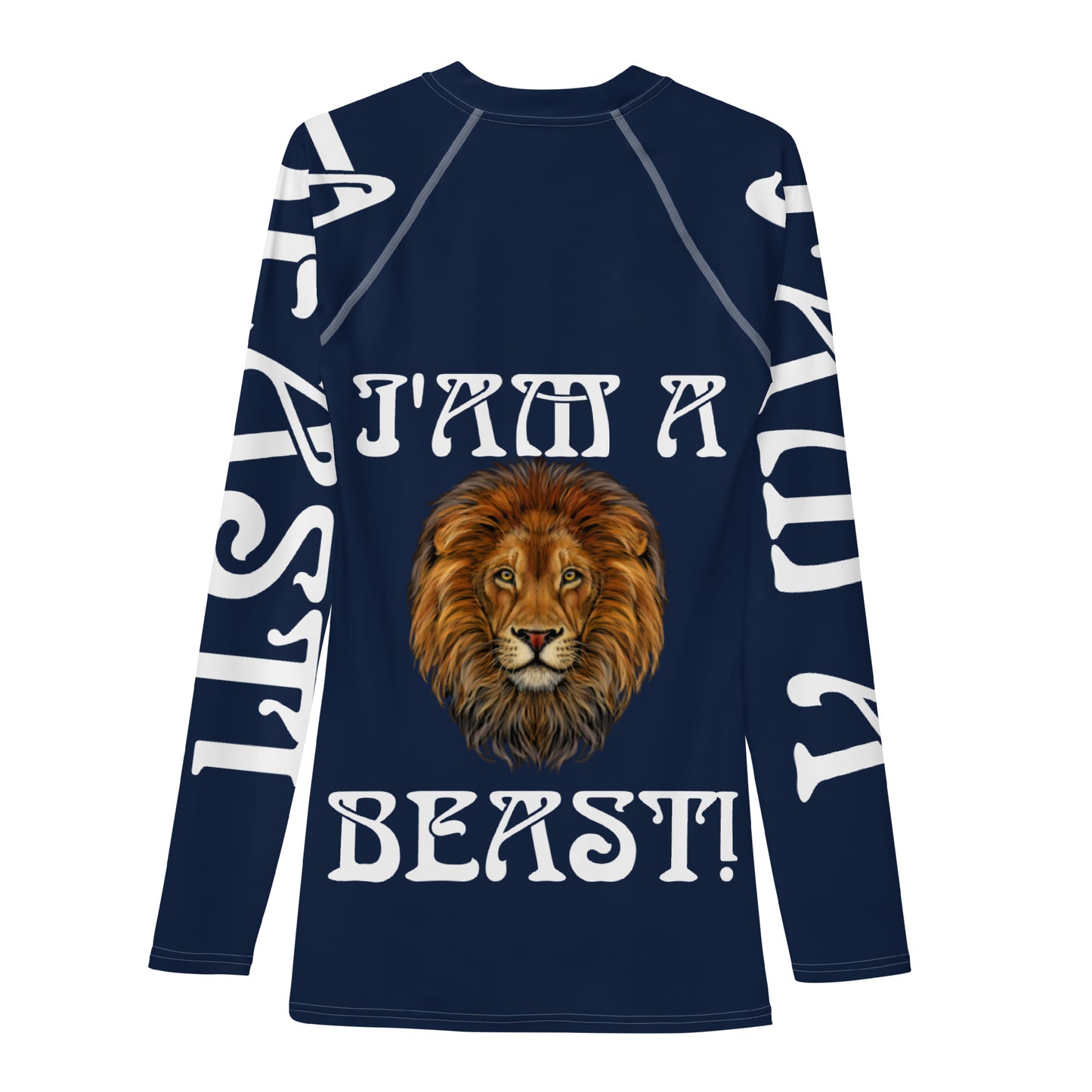 “I’AM A BEAST!”Navy Men's Rash Guard W/White Font