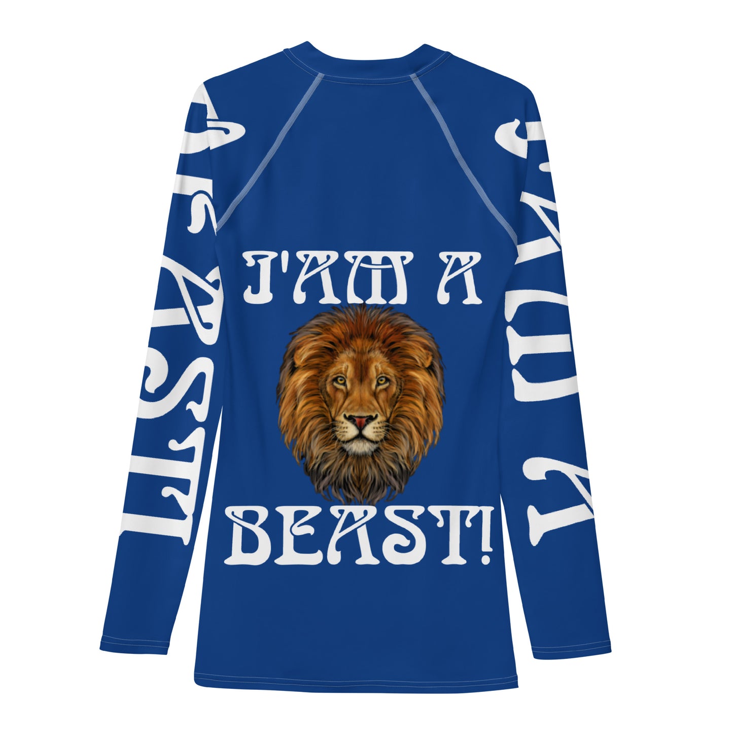 “I’AM A BEAST!”Blue Men's Rash Guard W/White Font