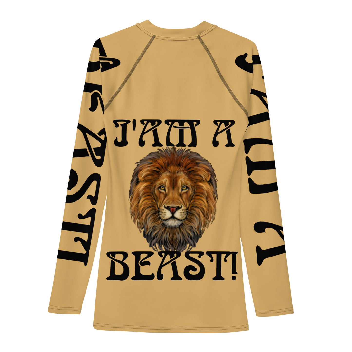 “I’AM A BEAST!” Fawn Men's Rash Guard W/Black Font