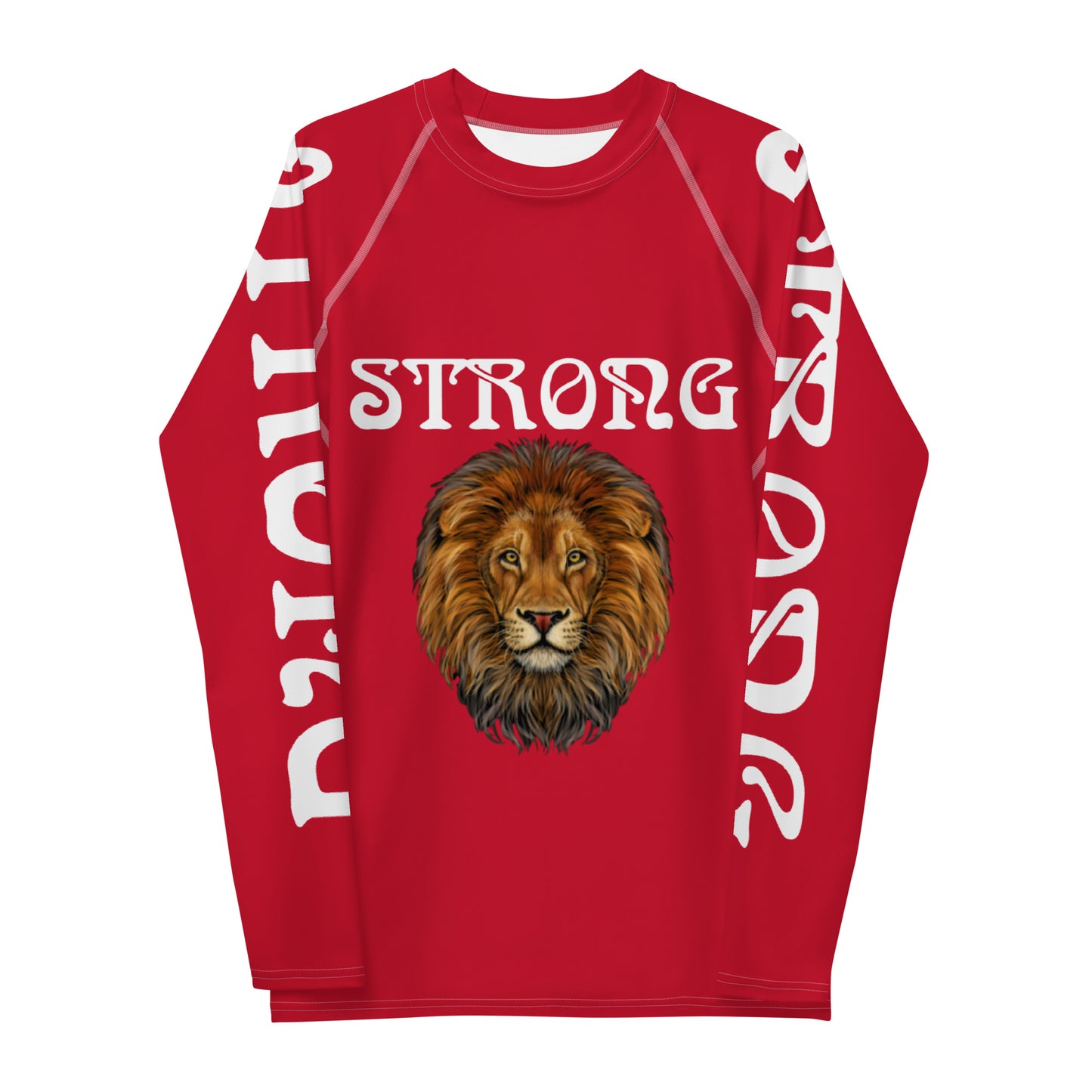 “STRONG”Red Men's Rash Guard W/White Font