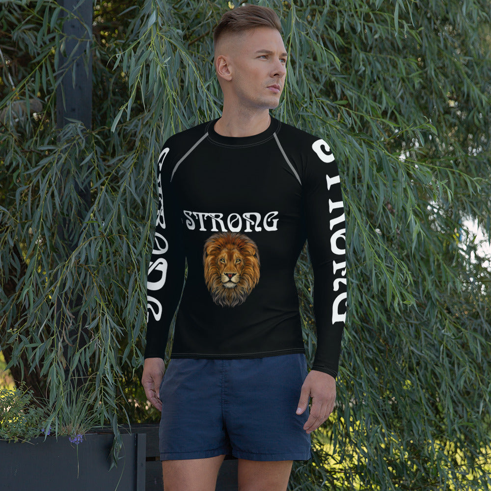 “STRONG”Black Men's Rash Guard W/White Font