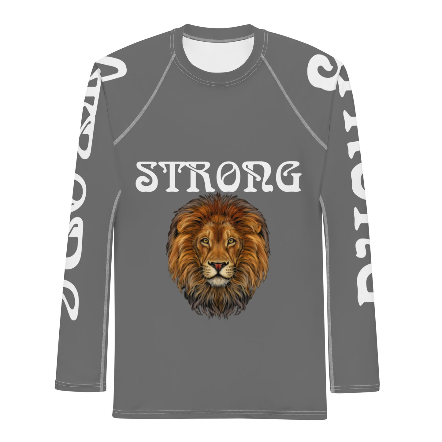 “STRONG”Grey Men's Rash Guard W/White Font