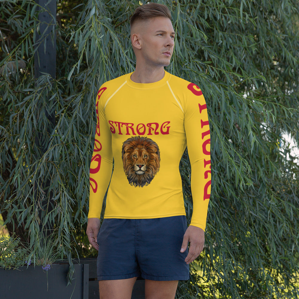 “STRONG”Yellow Men's Rash Guard W/Red Font