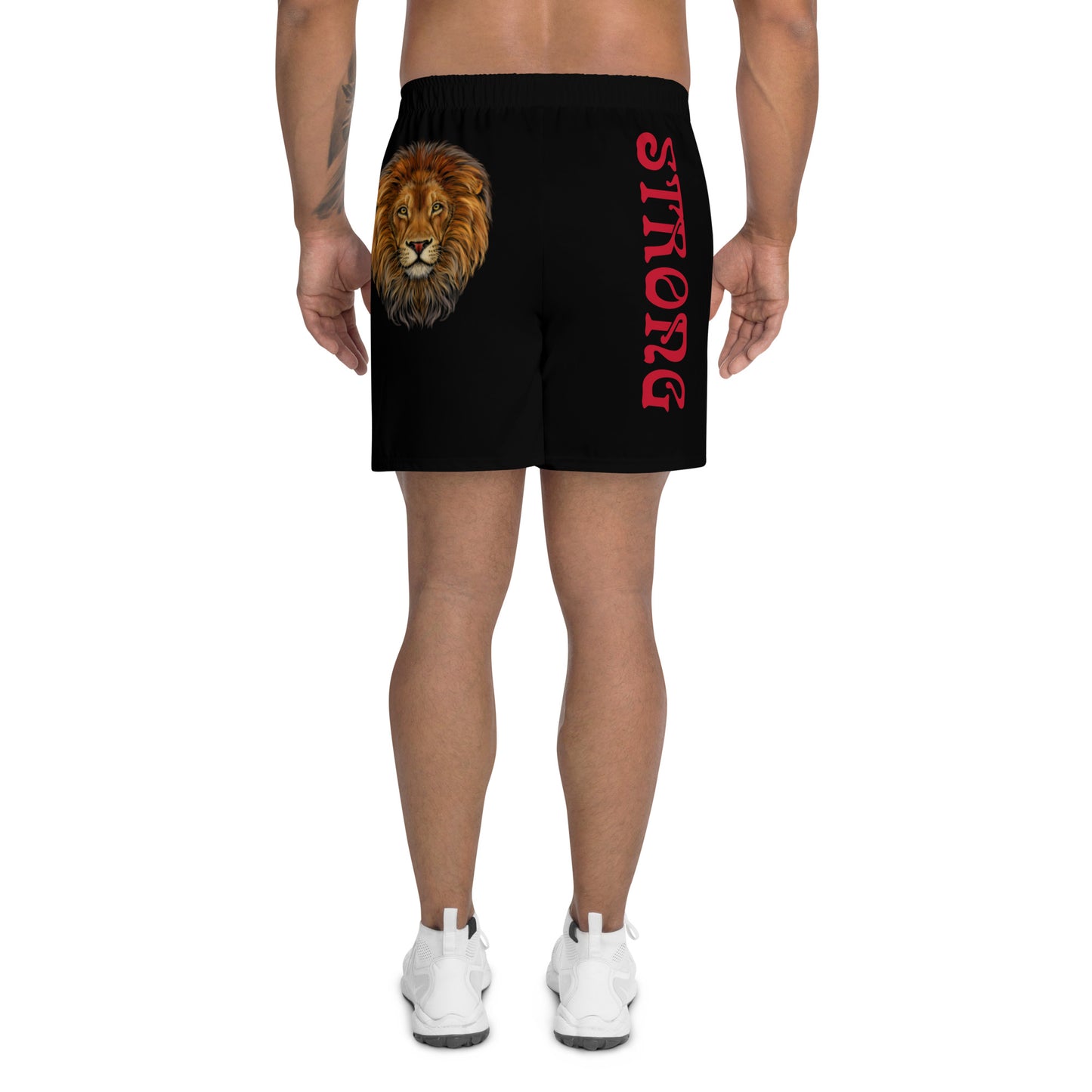 “STRONG” Black Men's Athletic Shorts W/Red Font